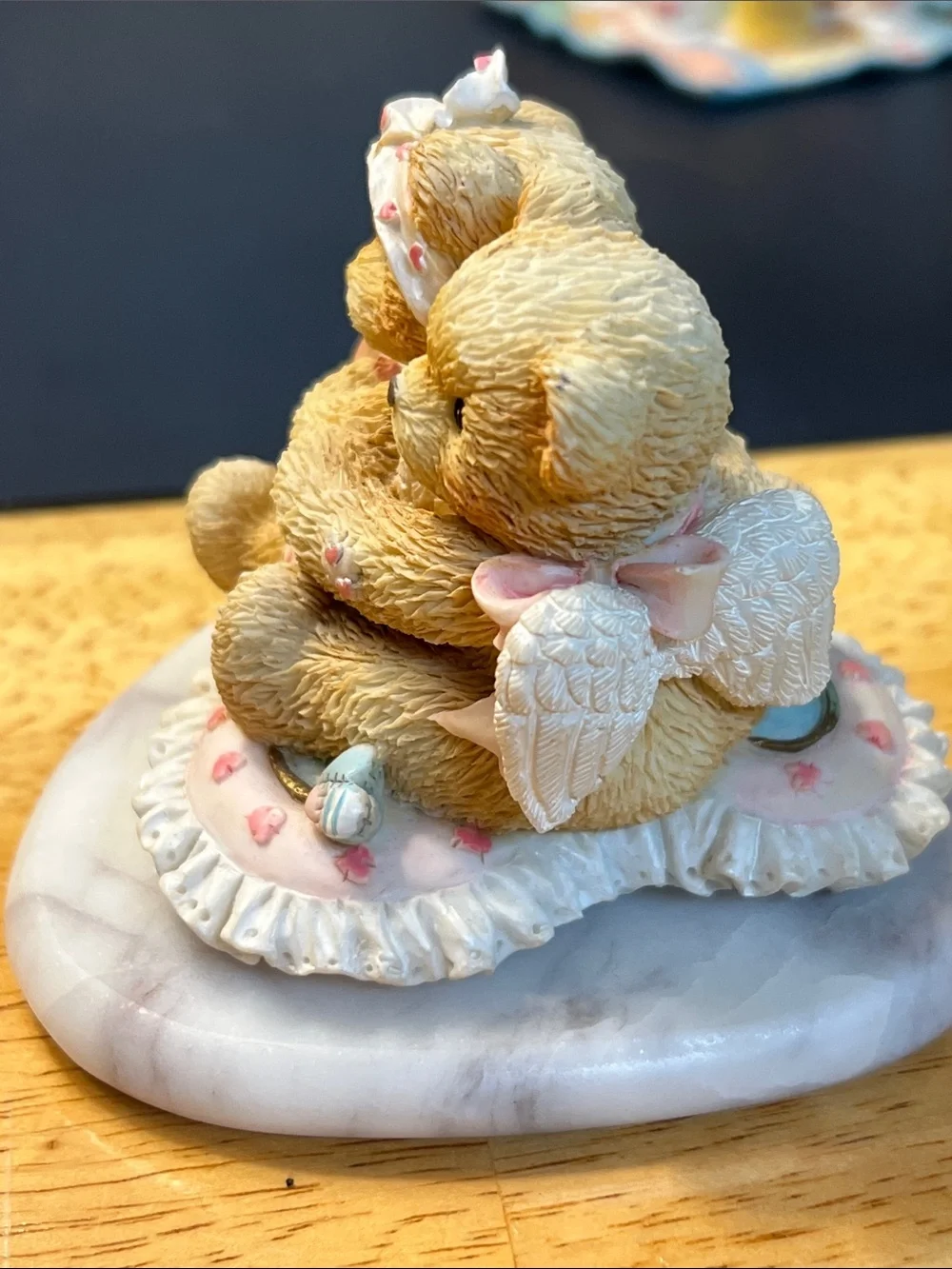 Cherished Bears Resin Figurine - Pink and Cream Home Accent